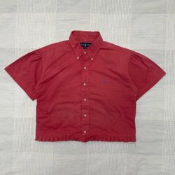 Upcycled Ralph Lauren Puff Sleeve Crop Shirt (DV -..