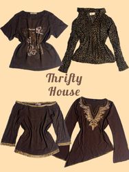 Y2K Vintage Leopard Print & Embroidered Tops(TH/91..