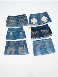 Vintage Y2K Rhinestone Pocket Denim Skirt Bundle(A..