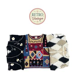 Vintage Embroidered Knit Sweater | Cottagecore Gra..