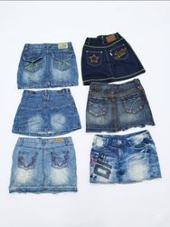 Vintage Cyber Grunge Star Embroidered Denim Minisk..