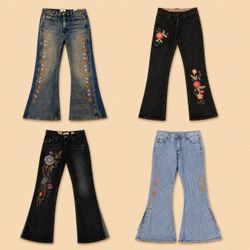 Y2K Up cycled Floral Jeans