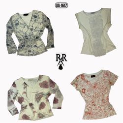 Y2K Blouses in Cream Floral and Lace Styles Mix To..