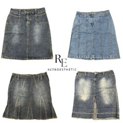 Y2K Paris Hilton Era Girl Denim Midi Skirts RE-351..