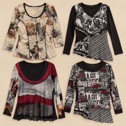 Y2K Abstract & Artsy Print Long Sleeve Tops