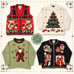 Vintage Heavy Knit Novelty Xmas Jumpers: 10pcs (CM..