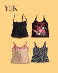 Women's Printed and Lace Trim Camisole Tops (Yv-87..