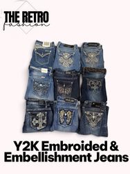 YW-130/ Y2K embroidered and embellished jeans