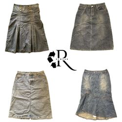 Y2K Unique Girl Denim Midi Skirt RW-2559