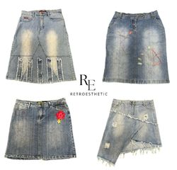 Y2K Paris Hilton Era Girl Denim Midi Skirts RE-359..