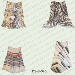 Y2K Printed Poly Maxi Skirt – Trendy Retro Full-Le..