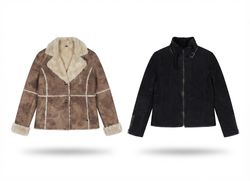 (FV-2415)     Vintage Shearling & Suede Style Wint..