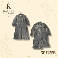y2k style leather tranch coat