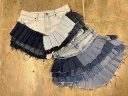 Upcycled Y2K Multi Layered Pleated Mini Skirt