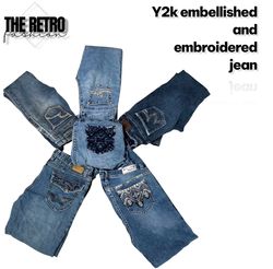 YW-132/Y2K embroidered and embellished jeans