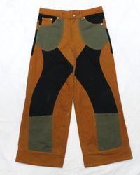 CR1953 UPCYCLED COLORBLOCK WORKWEAR FLARE PANTS