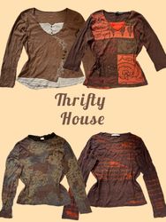 Y2K Rust & Brown Statement Babytees(TH/587)
