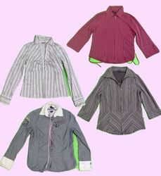 Y2k Office pan stripe blouse