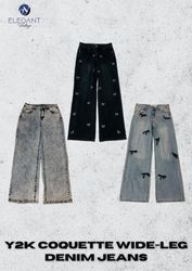 Y2K Coquette Wide - Leg Denim Jeans - EV2452