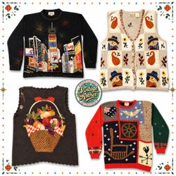 Vintage Heavy Knit Unique Themed Jumpers Mix Bundl..