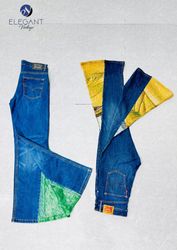 UPCYCLED Tapestry & Net Flared Jeans - EVR0469
