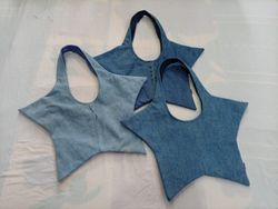 CR12847 upcycled Levi's Denim Star Bags