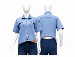 CR1886 UPCYCLED SHORT SLEEVE DENIM JACKET