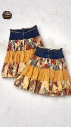 Upcycled Denim Floral Skirts