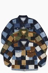 CR2224 pcycled Checkboard Denim Jacket