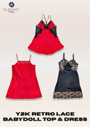 Y2K Retro Lace Babydoll Tops  - EV2368