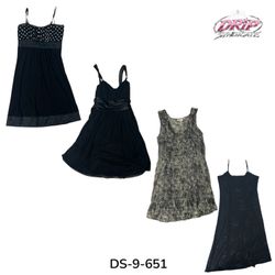 Niedrig Y2K inspiriertes Poly-Maxi-Kleid (DS-9-651..