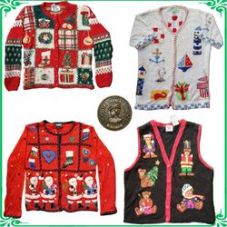 Vintage Heavy Knit Novelty Jumper Sweater Holiday ..