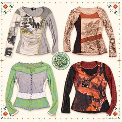 Retro Abstract Graphic Long Sleeve Tops Mix :10pcs..