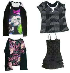 Tops mélangés gothiques et grunge noirs Y2K