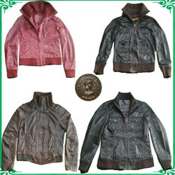 leathr jacket European designer Vintage Genuine Le..
