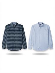 (FV-2135) Tommy Hilfiger & Chaps Checked Button do..