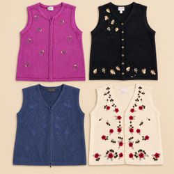 Y2k Floral Embroidered Knit Vests