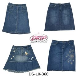 Jupes mi-longues en denim bleu (DS-10-368)