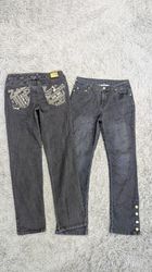 ***Y2K Flare Jeans – Embroidered Statement Denim M..