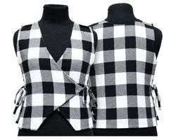 CR2055 UPCYCLED CHECK WRAP FLANNEL TIE-SIDE VEST