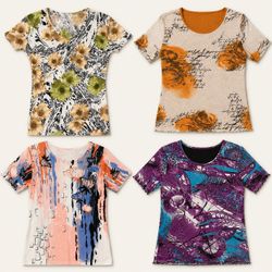 Y2k Abstract Print Tees