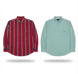 (FV-2290) Branded Strips Line Button Up Shirts
