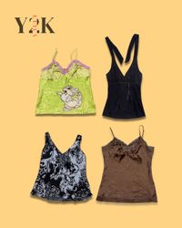 Vintage 2000er Grafik- & Spitzenbesatz Cami-Tops (..