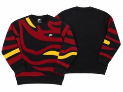 CR02326 Upcycled Nike Abstract Flame-Panel Crewnec..