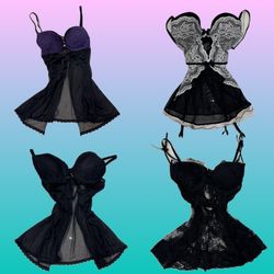 Y2K Coquette Black Babydoll Cami Tops (RS-28)