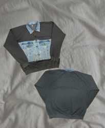 Upcycled Denim Panel Sweatshirt