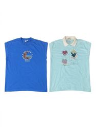 (FV-2938) Vintage-Grafik-Poloshirt und bedruckte T..