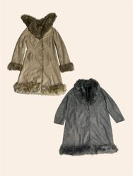 Faux Suede Fur Trim Afghan Coats (TM101)