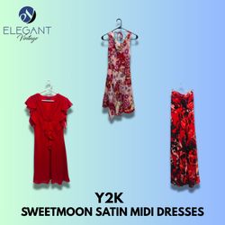 Y2K Sweetmoon Satin Midi Dresses - EV1343