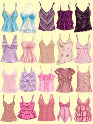 Y2K EURO STYLE CAMIS/LACE TRIM CAMISOLE'S, LINGERI..